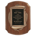 Walnut Notch Corner Plaque w/Antique Bronze Scroll & Black Brass 11" x 15" American Plate