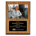Oak Finish Photo Plaque with Black Brass 9" x 12" American Plates-Photo Size 5" x 7"