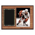Oak Finish Photo Plaque with Black Brass 2 9" x 12" American Plates-Photo Size 5" x 7"