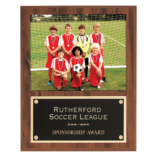 12" x 15" American Walnut Finish Photo Plaque with Black Brass Plate-Holds 8" x 10" Photo