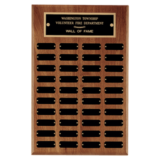 13" x 20"/Plates 7/8" x 2 1/2" American Walnut 40 Plate Perpetual Plaque with Black Brass Plates
