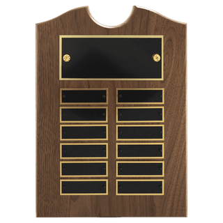 9" x 12" American Walnut Roster Plaque w/ 12 Plates