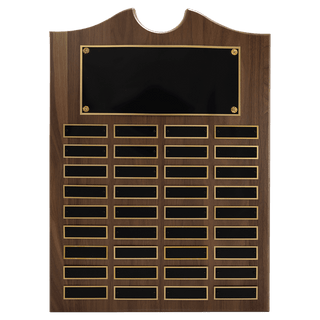 14" x 20" American Walnut Roster Plaque w/ 36 Plates
