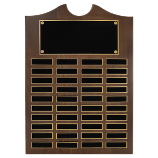 14" x 20" American Walnut Roster Plaque w/ 40 Plates