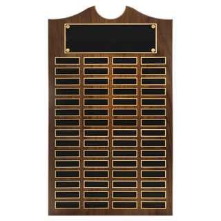 14" x 25" American Walnut Roster Plaque w/ 60 Plates