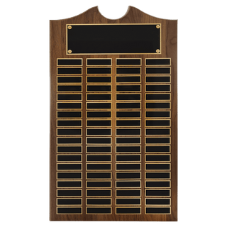 14" x 25" American Walnut Roster Plaque w/ 72 Plates