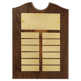 9" x 12"/Plates 7/8" x 2 3/4" American Walnut 12 Plate Perpetual Plaque with Brushed Brass Plates