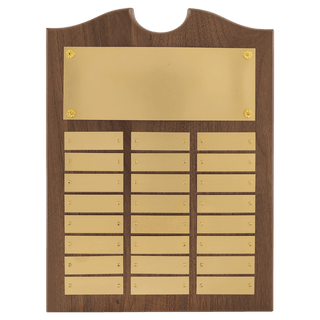 11" x 15"/Plates 7/8" x 2 3/4" American Walnut 24 Plate Perpetual Plaque with Brushed Brass Plates