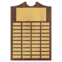 Walnut 40 Plate Perpetual Plaque with Brushed Brass 14" x 20"/Plates 7/8" x 2 3/4" American Plates