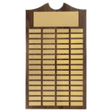 Walnut 60 Plate Perpetual Plaque with Brushed Brass 14" x 25"/Plates 7/8" x 2 3/4" American Plates