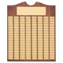 Walnut 200 Plate Perpetual Plaque with Brushed Brass 28" x 35"/Plates 7/8" x 2 3/4" American Plates