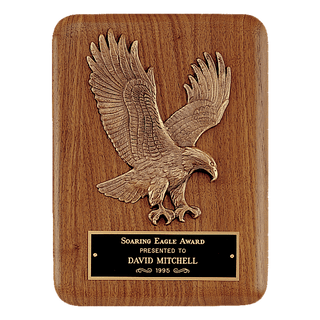 9" x 12" Solid American Walnut Plaque with Finely Detailed Eagle Relief Casting and Black Laserable Brass Plate