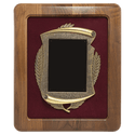 Walnut Frame w/Maroon Velour Back/Bronze Finish Frame/Black Brass 14" x 17" American Plate
