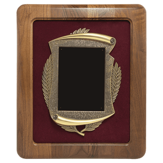 Walnut Frame w/Maroon Velour Back/Bronze Finish Frame/Black Brass 14" x 17" American Plate