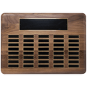 Walnut 40 Plate Perpetual Plaque with Black Brass 15" x 21"/Plates 7/8" x 2 3/4" American Plated Steel Plates
