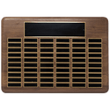 Walnut 96 Plate Perpetual Plaque with Black Brass 22" x 30"/Plates 7/8" x 2 3/4" American Plated Steel Plates