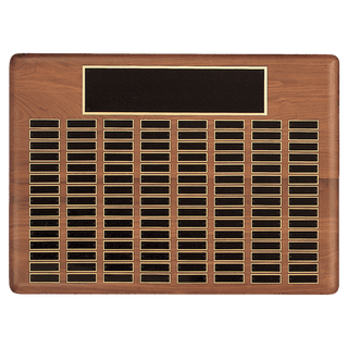 22" x 30"/Plates 7/8" x 2 3/4" American Walnut 120 Plate Perpetual Plaque with Black Brass Plated Steel