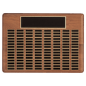 Walnut 144 Plate Perpetual Plaque with Black Brass 22" x 30"/Plates 7/8" x 2 3/4" American Plated Steel Plates