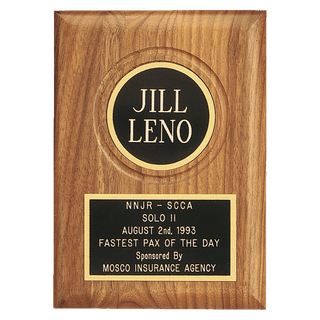 Jewelers Black Laserable Black Plate and 2 1/2" Disc on an American Walnut Plaque- Sheffield Series