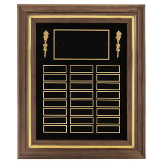 15" x 18"/Plates 7/8" x 2 3/4" American Walnut 24 Plate Perpetual Plaque with Black Brass Plates