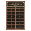 Walnut 60 Plate Perpetual Plaque with Black Brass 16" x 24"/Plates 1" x 3 1/4" American Plates
