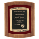 Walnut Frame with Maroon Velour Background and Black Laser Engravable Plate in an Antique Bronze 14" x 17" American Finished Frame Casting