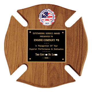 10" x 10" American Walnut Maltese Cross Plaque w/Black Brass Plate and 2" Insert (sold separately)