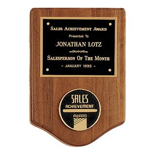 5 3/8" x 8 1/8" American Walnut CAM Plaque with Black Brass Plate  (Medallion Sold Separately)