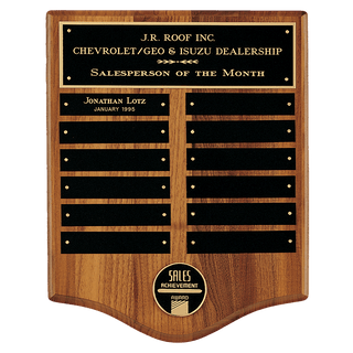 12" x 15"/Plates 1" x 5" American Walnut CAM Plaque with Black Brass Plates (Medallions Sold Separately)