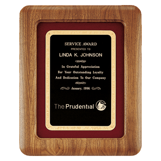 Walnut Airflyte Frame w/Maroon Velour & Black 12" x 15" American Florentine LaserFX Plate