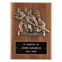 Walnut Plaque, Bronze Cast Fire Department "Bravest" with Black Brass 9" x 12" American Plate