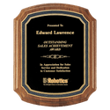 Walnut Plaque with Black/Gold Florentine Border Textured Black 9" x 12" American Plate