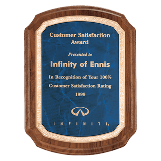 8" x 10 1/2" Coventry Series American Walnut Plaque with Gold Border Sapphire LaserFX Plate
