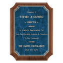 Walnut Plaque with Gold 2 8" x 10 1/2" American Border Sapphire Marble LaserFX Plate