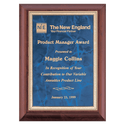 Cherry Finish Plaque with Sapphire Marble Gold 8" x 10" Hand Rubbed Border LaserFX Plate