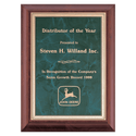 Cherry Finish Plaque with Emerald Marble Gold 9" x 12" Hand Rubbed Border LaserFX Plate
