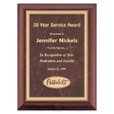 Cherry Finish Plaque with Ruby Marble Gold 8" x 10" Hand Rubbed Border LaserFX Plate