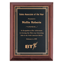 Cherry Finish Plaque with Black Gold 7" x 9" Hand Rubbed Florentine Border LaserFX Plate