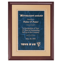 Cherry Finish Plaque with a Sapphire Gold Border Florentine LaserFX Plate on an Gold 11" x 14" Hand Rubbed Embossed Back Plate