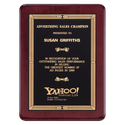 Rosewood Piano Finish Plaque with Gold Border Black Laserable Brass 8" x 10 1/2" Airflyte Premium Plate