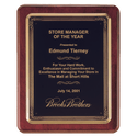 Rosewood Piano Finish Plaque w/Bronze Finish Cast Frame and Black Brass 10 1/2" x 13" Plate