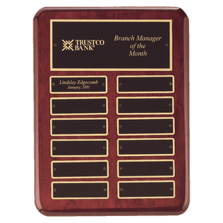 9" x 12" Rosewood Piano Finish 12 Perpetual Plates Plaque with Laserable Black Brass Plates