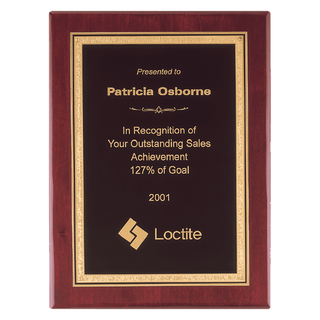 11" x 14" Airflyte Premium Rosewood Piano Finish Plaque with Gold Florentine Black LaserFX Plate