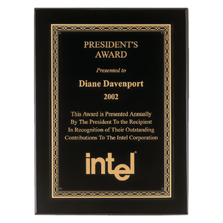 Black Piano Finish Plaque with Gold Florentine Border Laserable Black Brass 11" x 14" Airflyte Premium Plate