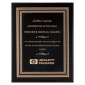 Black Piano Finish Plaque w/Black/Gold Embossed Back Plate & Black Brass 11" x 14" Plate