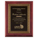 Rosewood Piano Finish Plaque w/Antique Bronze Cast Frame and Black Brass 11" x 14" Plate