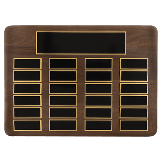 15" x 21"/Plates 1 1/2" x 3 3/4" American Walnut 24 Plate Perpetual Plaque with Black Brass Plates