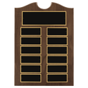Walnut 12 Plate Perpetual Plaque with Black Brass 2 11" x 15"/Plates 1 1/2" x 3 3/4" American Plates