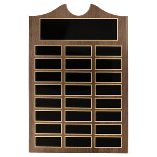 14" x 20"/Plates 1 1/2" x 3 3/4" American Walnut 24 Plate Perpetual Plaque with Black Brass Plates