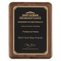 Walnut Piano Finish Plaque with Gold 9" x 12" Airflyte Premium Florentine Border LaserFX Plate